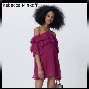 Rebecca Minkoff Dena Off The Shoulder Chiffon Dress Size Small